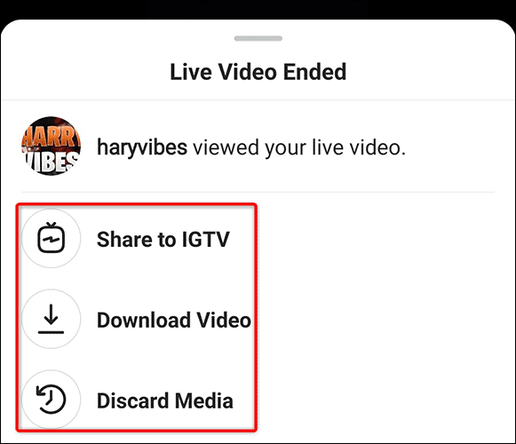 8-instagram-live-ended-options كيفية البث المباشر على Instagram
