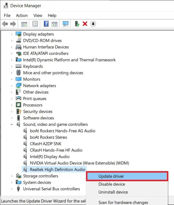Also-expand-Sound-video-and-game-controllers-and-update-your-audio-card-drivers إصلاح استمرار انقطاع الصوت في نظام التشغيل Windows 10
