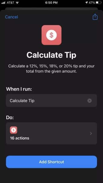 Calculate-Tip-Shortcut_935adec67b324b146ff212ec4c69054f أفضل 4 اختصارات مفيدة على iOS للاستخدام اليومي