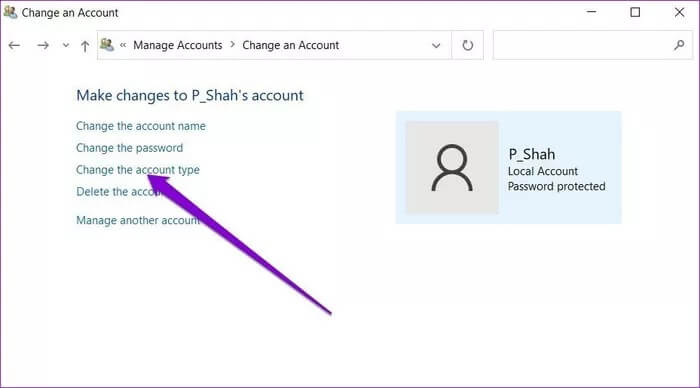 Change-Account-Type-in-Control-Panel_935adec67b324b146ff212ec4c69054f أفضل 5 طرق لتغيير حساب المسؤول في Windows 10