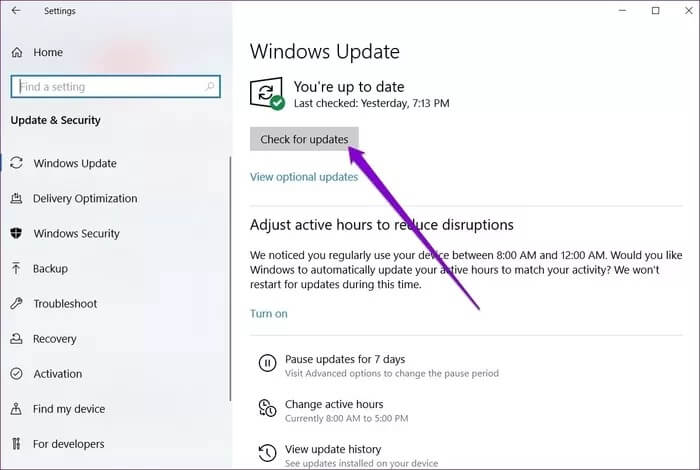 Check-for-Windows-Updates_935adec67b324b146ff212ec4c69054f أفضل 7 طرق لإصلاح عدم فتح لوحة التحكم على Windows 10