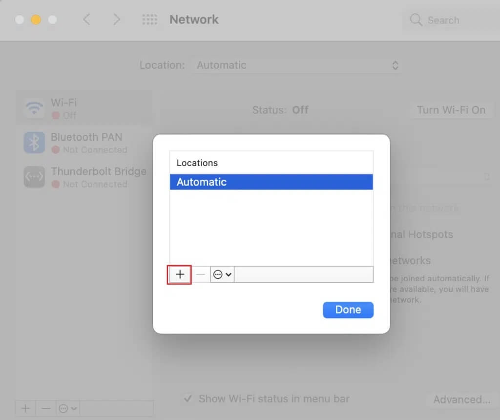 Click-on-the-plus-sign-to-create-a-new-location-1024x860-1 لماذا الإنترنت على جهاز Mac بطيئة للغاية؟