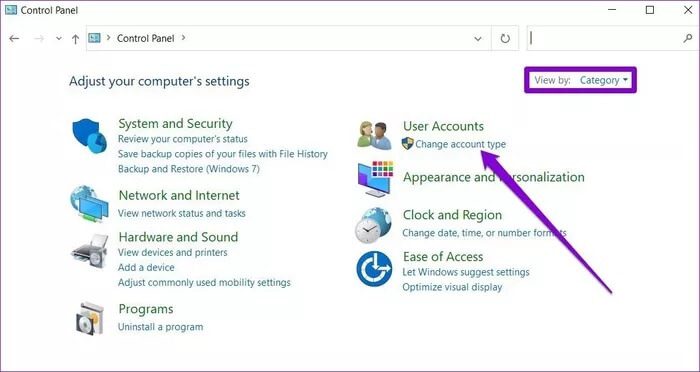 Control-Panel-Window_935adec67b324b146ff212ec4c69054f أفضل 5 طرق لتغيير حساب المسؤول في Windows 10