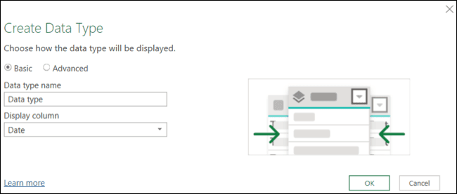 CreateDataTypeWindow-ExcelCreateDataType كيفية إنشاء نوع البيانات الخاصة بك في Microsoft Excel