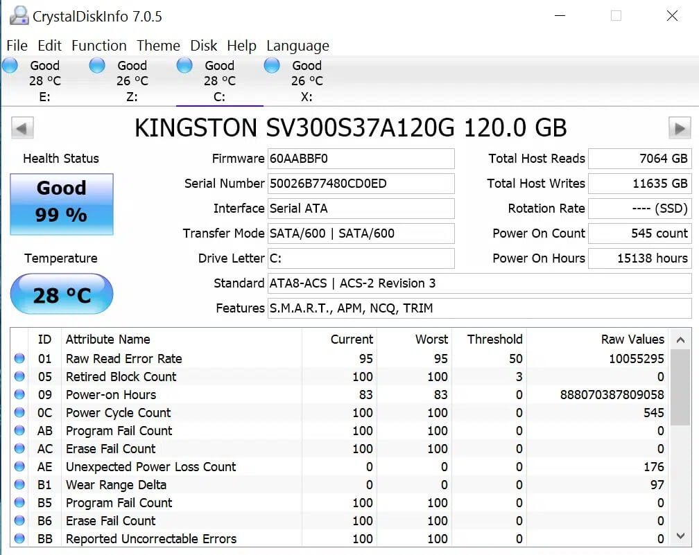 Crystal-Disk-Info 11 أداة مجانية للتحقق من صحة SSD وأدائه