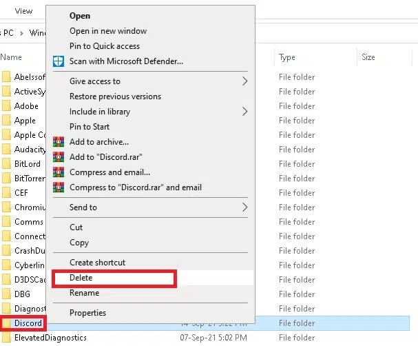 Delete-discord-folder-from-local-app-data إصلاح عدم عمل إشعارات Discord