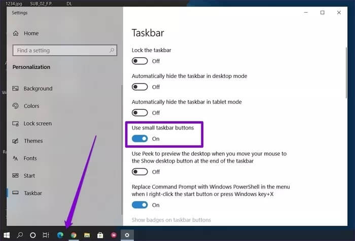 Enable-Small-Taskbar-Buttons_935adec67b324b146ff212ec4c69054f كيفية تغيير حجم شريط المهام في نظام التشغيل Windows 10