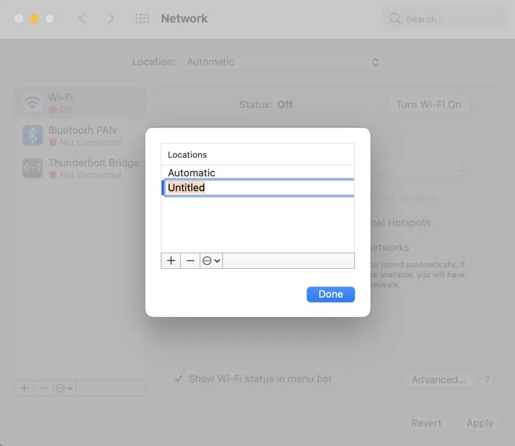 Give-it-the-name-of-your-choice-and-click-on-done-1024x887-1 لماذا الإنترنت على جهاز Mac بطيئة للغاية؟