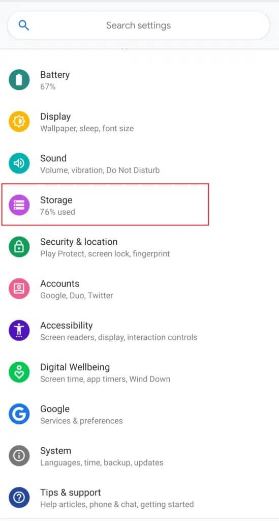 Google-pixel-settings-storage-549x1024-1 كيفية إزالة بطاقة SIM من Google Pixel 3
