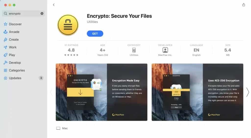 Installing-the-Encrypto-application-from-the-App-Store-1024x562-1 كيفية حماية مجلد بكلمة مرور في نظام Mac
