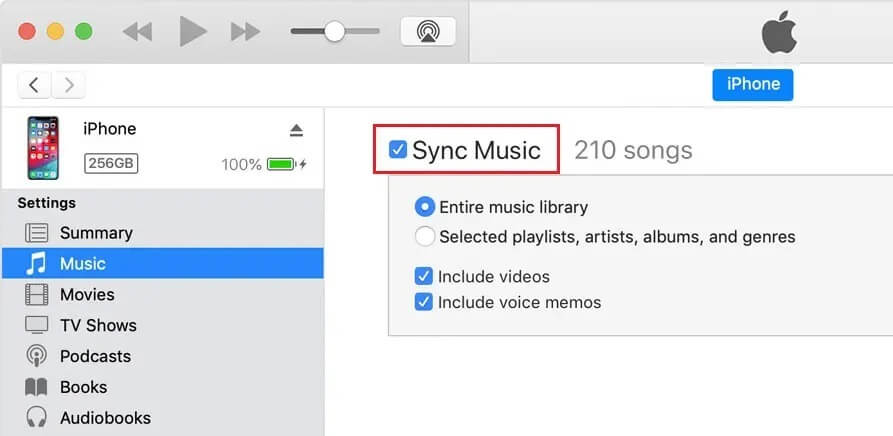 Make-sure-Sync-Music-is-checked كيفية نقل قائمة التشغيل من iPhone إلى iTunes