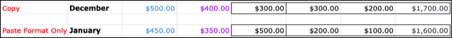 PasteFormatOnly-GoogleSheetsSpecial كيفية استخدام خيارات اللصق الخاصة على Google Sheets