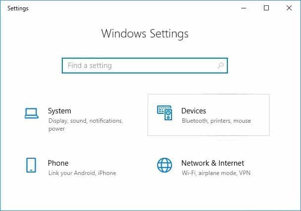 Press-Windows-Key-I-to-open-Settings-then-click-on-Devices إصلاح خطأ موارد النظام غير الكافية لإكمال API