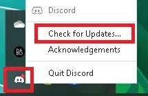 Right-click-on-Discord-and-Check-for-Updates إصلاح عدم عمل إشعارات Discord