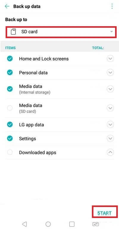 SD-Card-and-Start كيفية إعادة ضبط LG Stylo 4