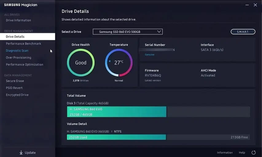 Samsung-Magician- 11 أداة مجانية للتحقق من صحة SSD وأدائه