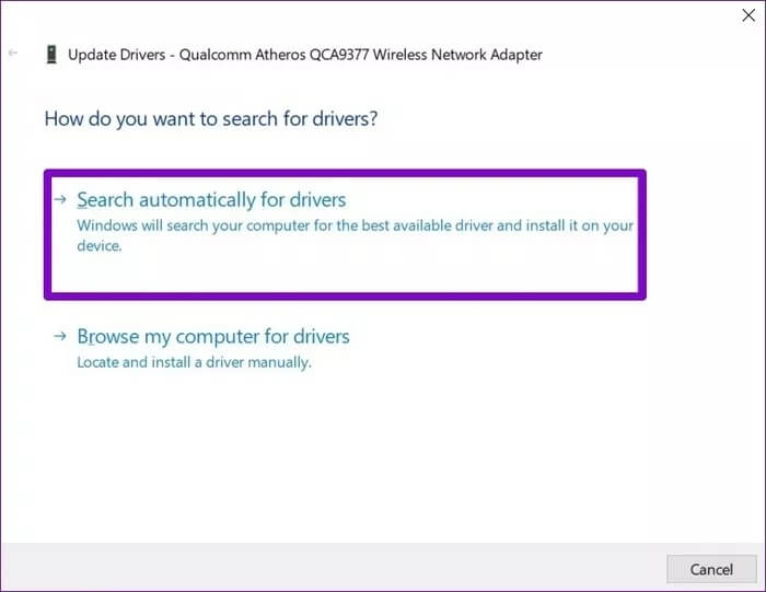 Search-for-Network-Adapter-Drivers_935adec67b324b146ff212ec4c69054f أفضل 8 طرق لإصلاح استمرار انقطاع اتصال الـ Wifi على Windows 10