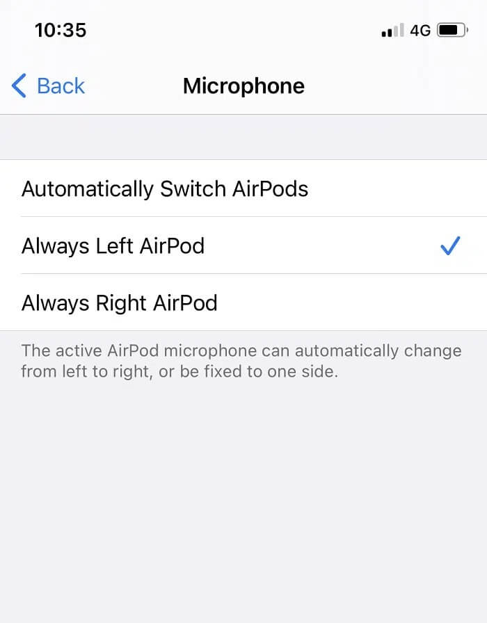 Select-Always-Left-or-Always-Right-AirPod إصلاح قطع اتصال AirPods من iPhone