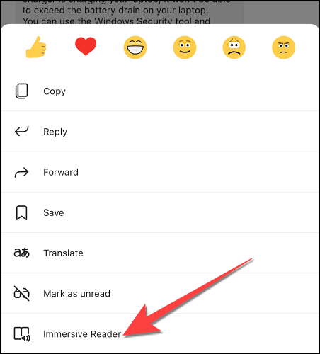Select-Immersive-reader-mode-from-the-pop-up-menu كيفية جعل Microsoft Teams تقرأ الرسائل بصوت عالٍ