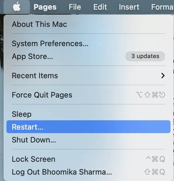 Select-Restart-1 كيفية إصلاح عدم عمل Bluetooth على نظام Mac
