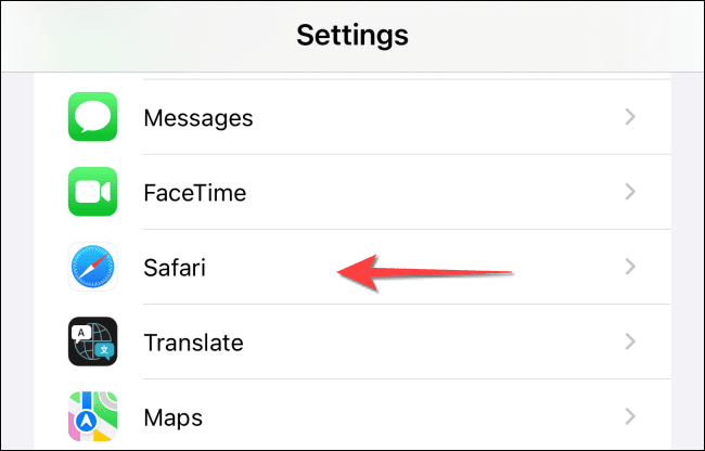 Select-Safari-from-the-Settings-app-on-iphone-or-ipad كيفية تعطيل تلوين موقع الويب في Safari