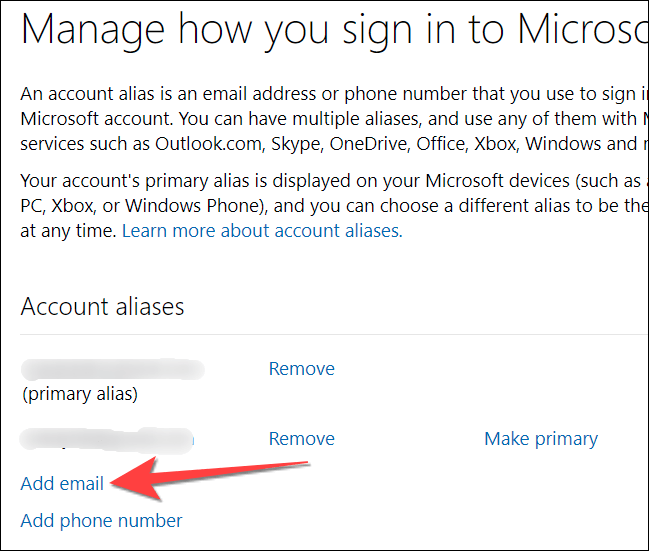 Select-add-email-to-add-new-alias هل يمكنك حذف حساب Skype الخاص بك؟
