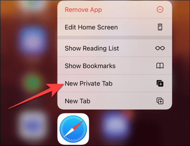 Select-new-private-tab-optionr-from-the-safari-menu-that-pops-up 4 طرق لاستخدام التصفح الخاص في Safari على iPhone و iPad