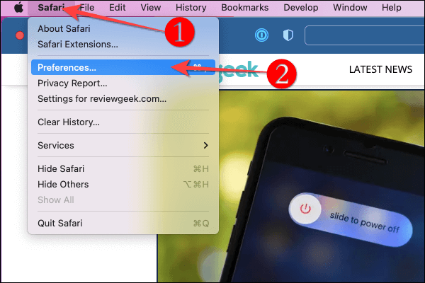 Select-safari-menu-and-select-preferences كيفية تعطيل تلوين موقع الويب في Safari
