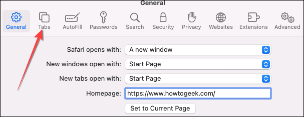 Select-the-Tabs-tab-next-to-General-in-Safari-preferences كيفية تعطيل تلوين موقع الويب في Safari