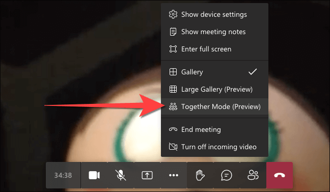 Select-the-Together-Mode-from-More-actions-in-Microsoft-Teams-web كيفية استخدام وضع Together في Microsoft Teams على الويب