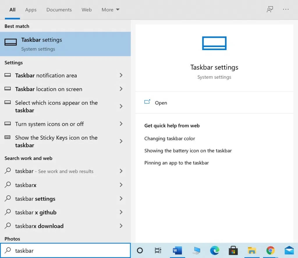 Type-Taskbar-settings-in-the-Windows-search-box-and-launch-it-1024x888-1 إصلاح عدم عمل إشعارات Discord
