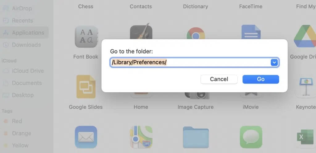 Under-Go-to-Folder-navigate-to-preferences-1024x497-1 كيفية إصلاح عدم عمل Bluetooth على نظام Mac