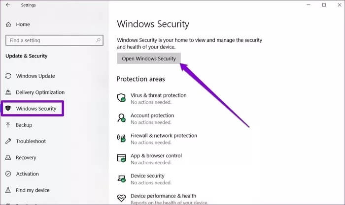 Windows-Security_935adec67b324b146ff212ec4c69054f أفضل 7 طرق لإصلاح عدم فتح لوحة التحكم على Windows 10
