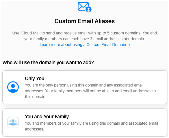 YouOrFamily-iCloudCustomEmailDomain كيفية إعداد دومين بريد إلكتروني مخصص على iCloud