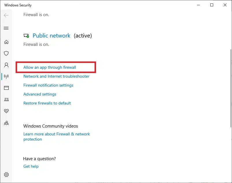 a-list-of-firewall-settings-will-be-displayed-on-t إصلاح خطأ io.netty channel Abstract Channel$Annotated ConnectException في Minecraft
