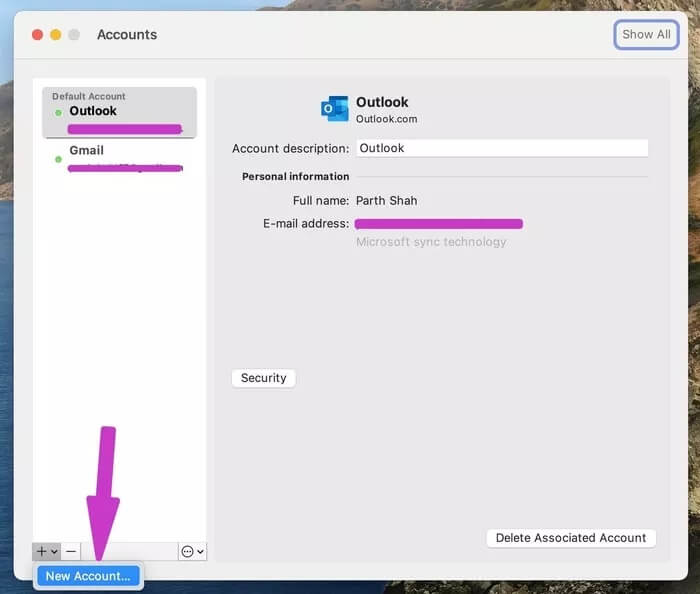 add-account-on-mac_935adec67b324b146ff212ec4c69054f كيفية دمج Gmail في Outlook على الويب والجوال