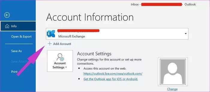 add-account-on-windows_935adec67b324b146ff212ec4c69054f كيفية دمج Gmail في Outlook على الويب والجوال