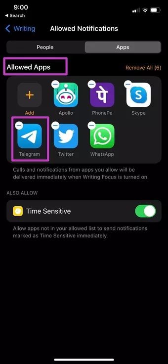 add-telegram-in-allowed-apps_7c4a12eb7455b3a1ce1ef1cadcf29289 أفضل 10 طرق لإصلاح عدم رنين مكالمات Telegram على iPhone
