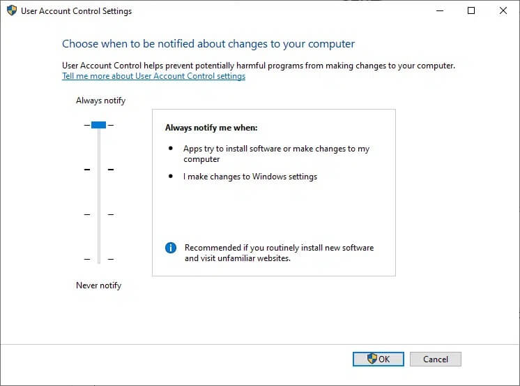 always-notify-me-when-apps-try-to-install-softw كيفية تمكين التحكم في حساب المستخدم في أنظمة Windows