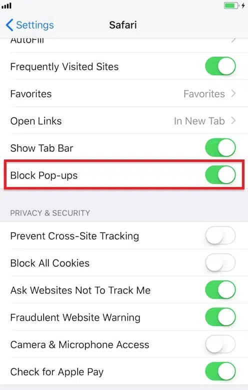 block-pop-ups-safari كيفية تعطيل النوافذ المنبثقة في Safari على iPhone