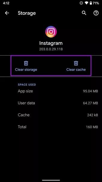 clear-storage-and-cache_7c4a12eb7455b3a1ce1ef1cadcf29289 8 أفضل الطرق لإصلاح مشكلة عدم تمكن Instagram من تحديث التغذية