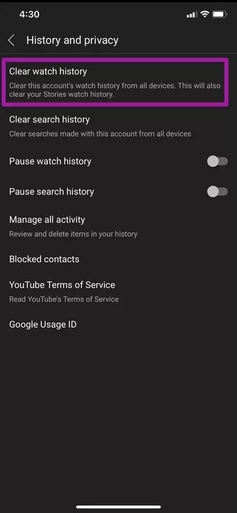 clear-watch-history-in-youtube_7c4a12eb7455b3a1ce1ef1cadcf29289 كيفية إعادة تعيين سجل مشاهدة YouTube