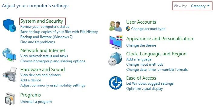 click-on-System-and-Security-under-Control-Panel كيفية إصلاح Steam لا يقوم بتحميل الألعاب