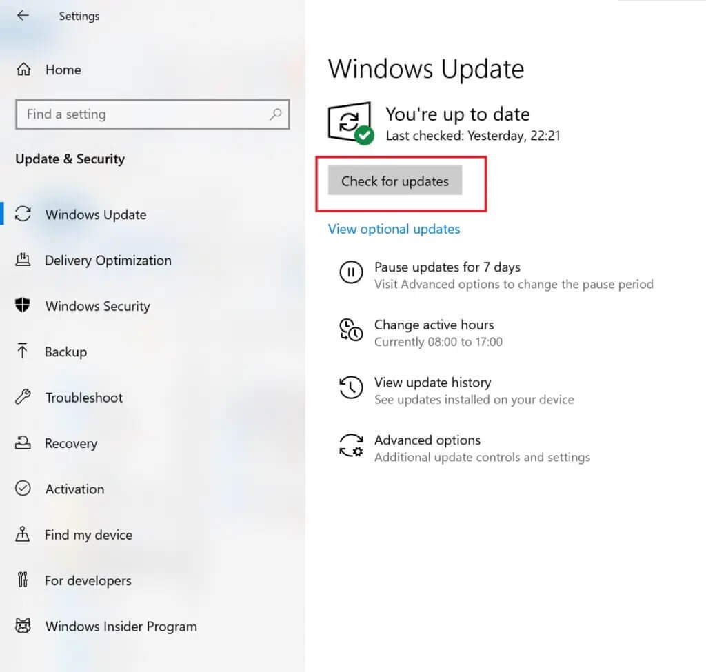 click on check for updates to install windows upda 1024x975 1 - كيفية إصلاح الاستخدام العالي لوحدة المعالجة المركزية على Windows 10
