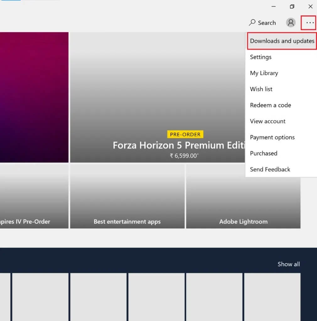 click-on-downloads-and-updates-in-store-1010x1024-1 كيفية إصلاح خطأ Hulu Token 5