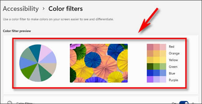 color_filter_preview كيفية استخدام فلتر الألوان في Windows 11