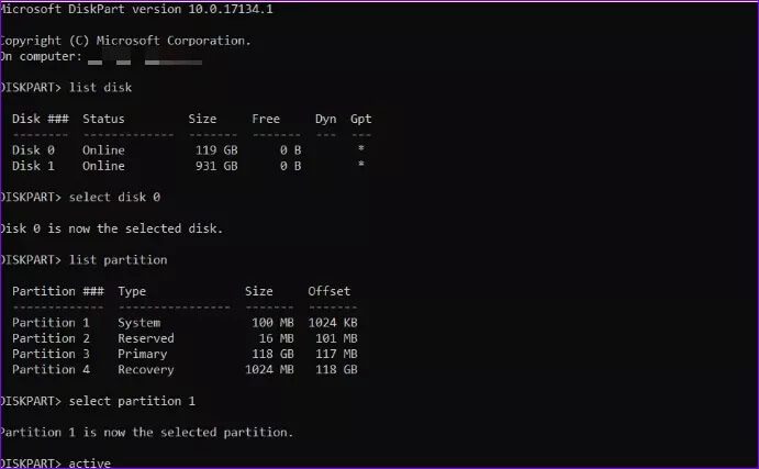 command-prompt-set-selected-partition-as-active_4d470f76dc99e18ad75087b1b8410ea9 أفضل 5 طرق لإصلاح خطأ الجهاز غير قابل للتمهيد على Windows 10