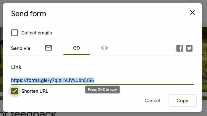 copy-link_935adec67b324b146ff212ec4c69054f كيفية تحويل Google Forms إلى رمز QR على الهاتف المحمول وسطح المكتب