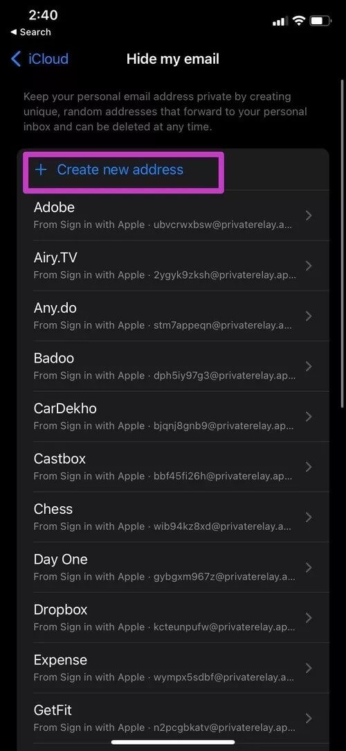 create-new-address_40dd5eab97016030a3870d712fd9ef0f كيفية إنشاء واستخدام عنوان بريد إلكتروني مخصص على iPhone
