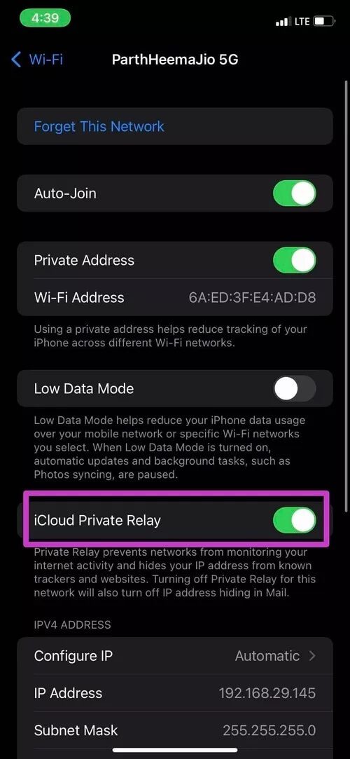 disable-iCloud-private-relay-for-Wi-Fi-on-iPhone_40dd5eab97016030a3870d712fd9ef0f 8 أفضل الطرق لإصلاح عدم قدرة iPhone Wi-Fi على الانضمام إلى الشبكة